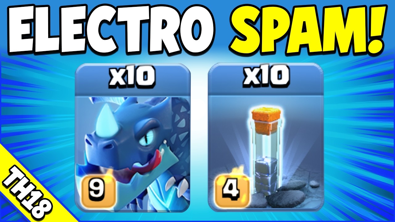 10 x E-Drags + 10 x Totem Spells are UNSTOPPABLE! Best TH18 Attack Strategy (Clash of Clans)