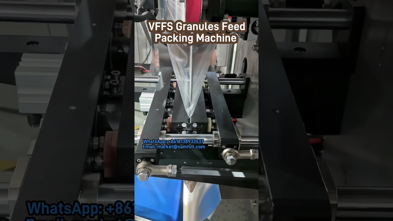 Granular feed packaging machine animal feed pellet bag filling sealing granule packing. 