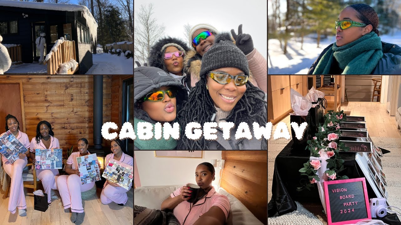 ЗИМНИЙ ОТДЫХ В ДОМИКЕ | Вечеринка Vision Board 2024, катание на сноутюбах + тур в домике