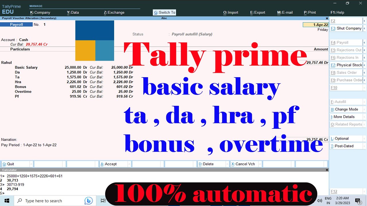 payroll voucher in tally prime | tally prime in payroll voucher | payroll in tally prime | payroll