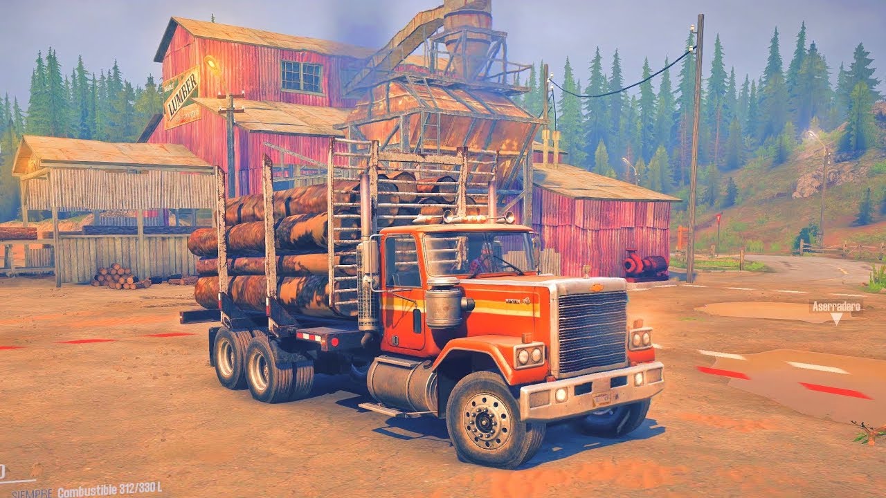 Chevrolet Bison | Transportando Troncos en Arroyo Pardo | American Wilds MudRunner