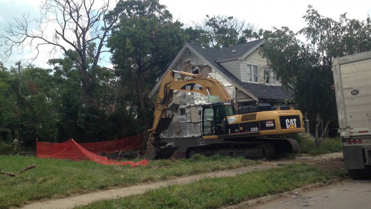 Detroit house demolition
