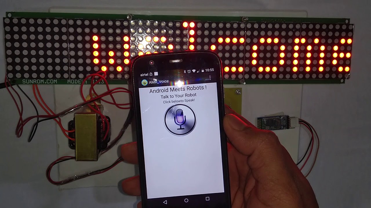 Voice controlled wireless Electronic notice board using Android