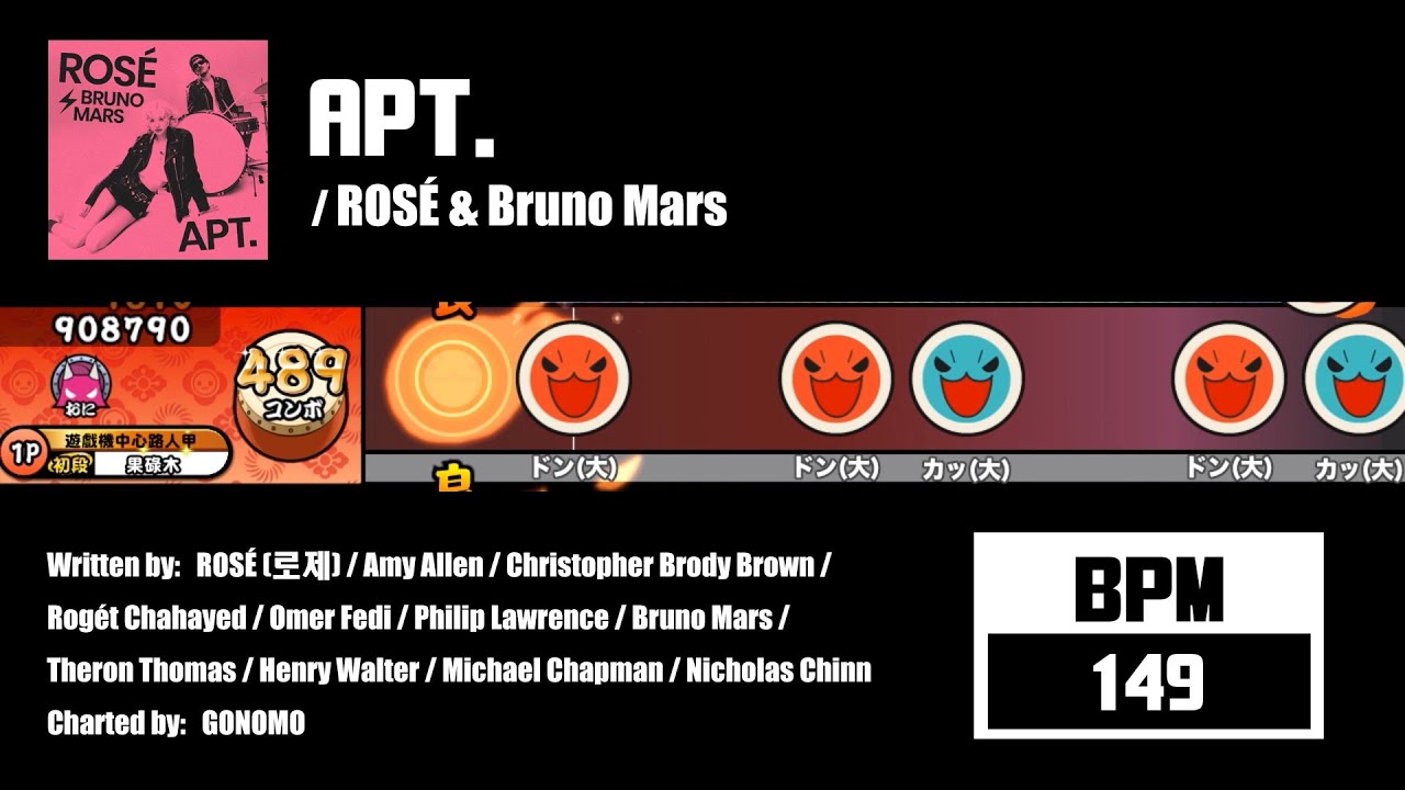 【太鼓】APT. / ROSÉ & Bruno Mars (☆3/5/4/5)【創作譜面2024】【果碌木嚟曬譜🇭🇰】【OpenTaiko】