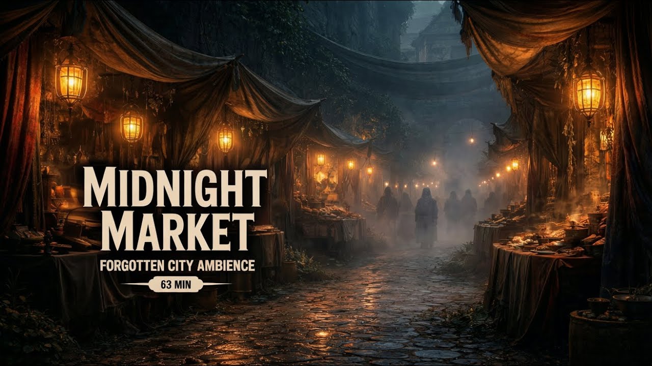 Midnight Market in a Forgotten City - Medieval Fantasy Ambience (63 MIN)