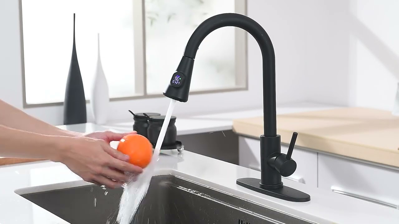 HOMELODY LED Temperature Display Kitchen Faucet with Pull Down Sprayer | SKU: U56032001