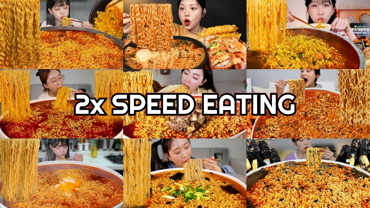 *30 MINS* Ramyeon Spicy Noodle Soup Mukbang | ASMR 2x Speed Eating Show