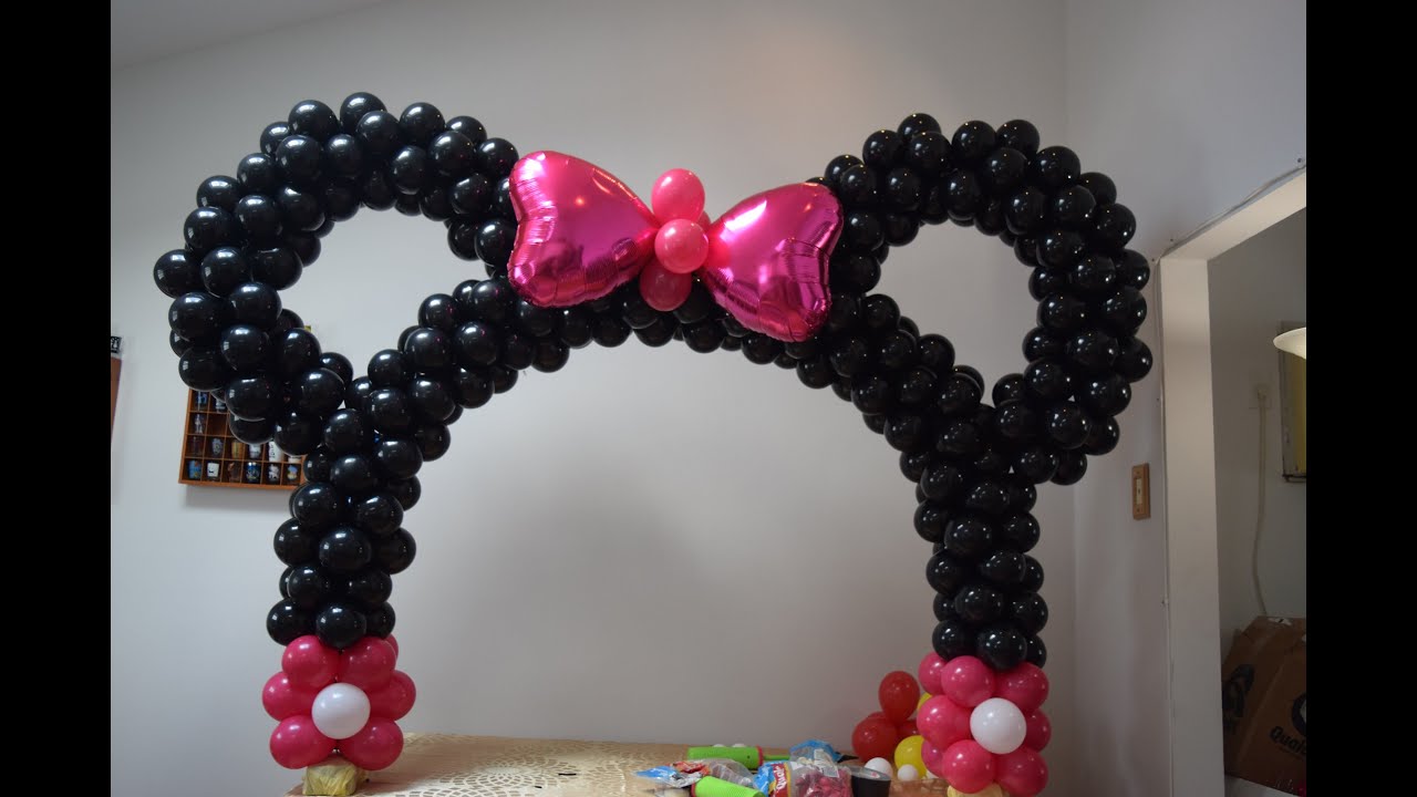 minnie mouse arco de balões fácil e bonito decoração para mesa