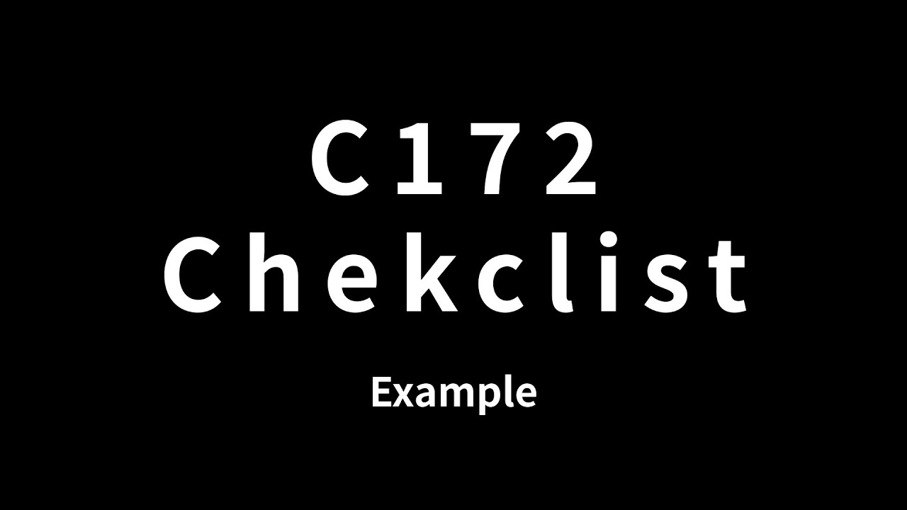 Cessna 172S G1000 Checklist Example