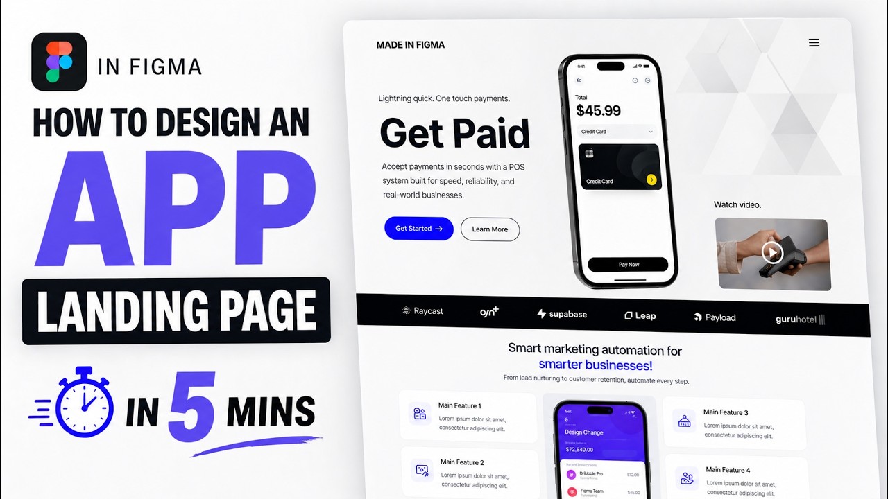How to design an App Landing Page in Figma in 5 mins.