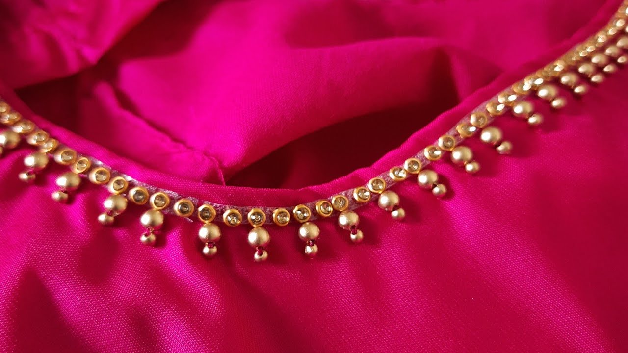 Simple wedding blouse designing / Hand work/ blouse neck designing