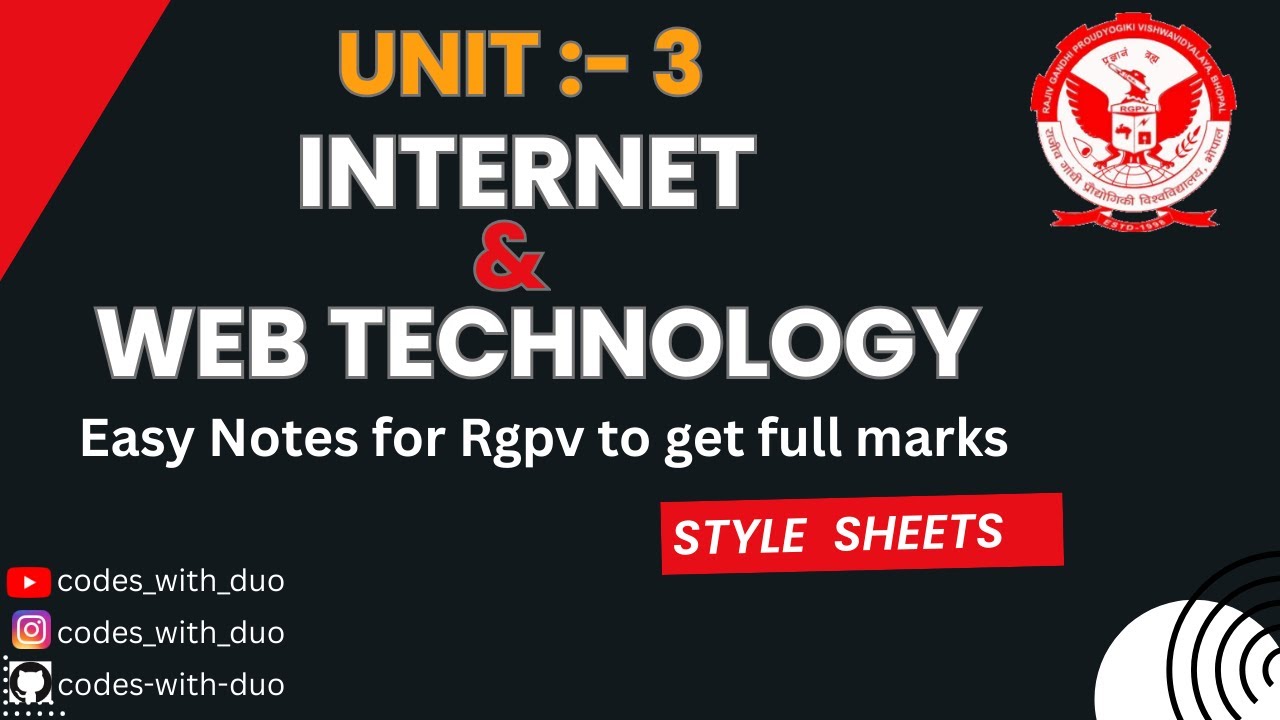 Internet and Web Technology AL703(D) Unit 3 | AIML 7th Semester | RGPV | #rgpv #iwt #youtube #ai