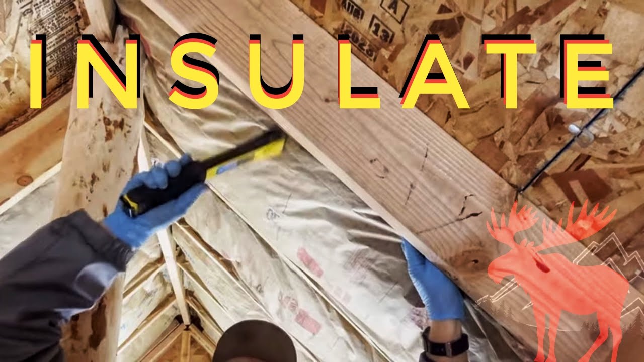Insulating a Vaulted Ceiling. Solo Off Grid Cabin Build: Episode 27