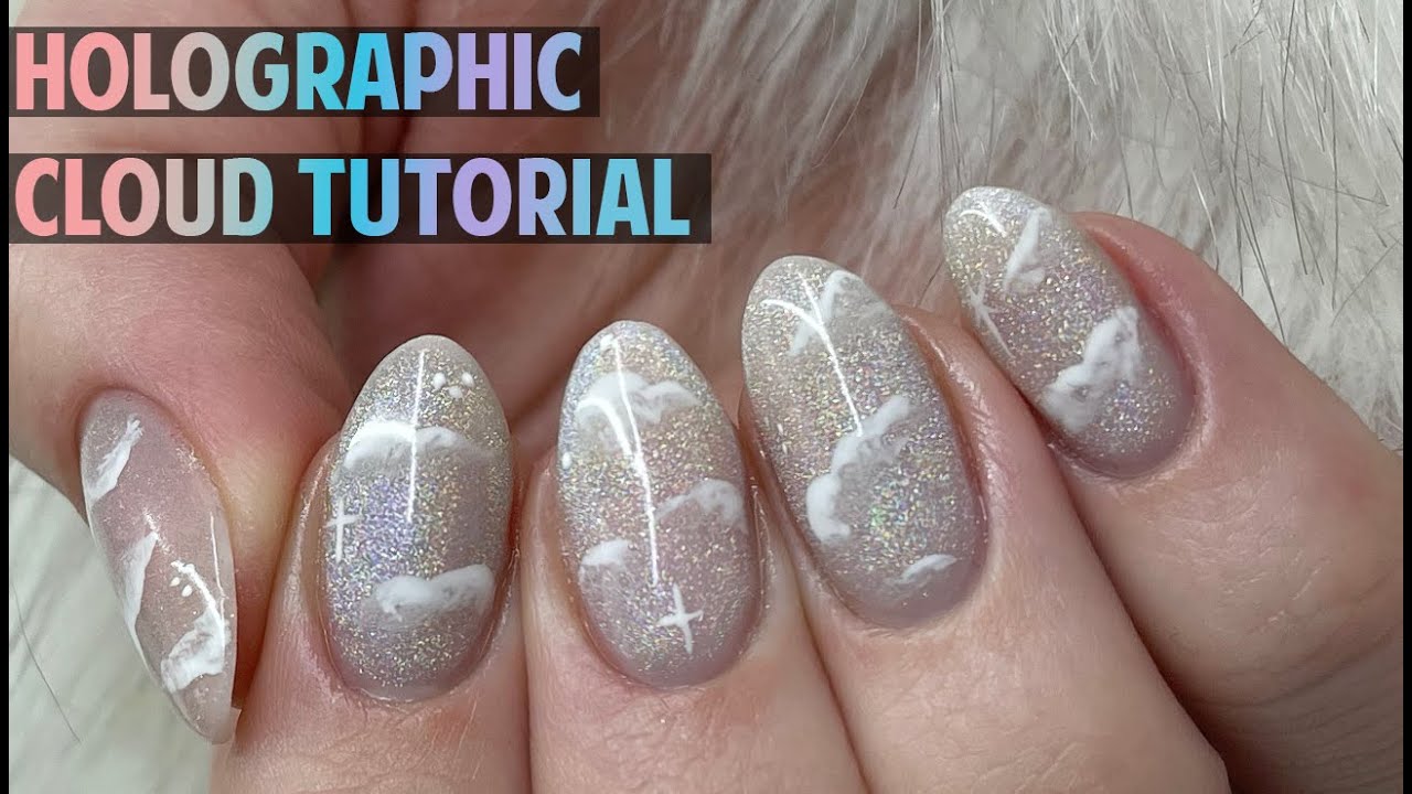 RAINBOW HOLOGRAPHIC CATEYE CLOUD NAIL TUTORIAL