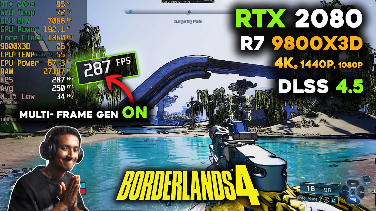 Borderlands 4: переосмысление на RTX 2080 с модом Multi-Frame Gen и DLSS 4.5!