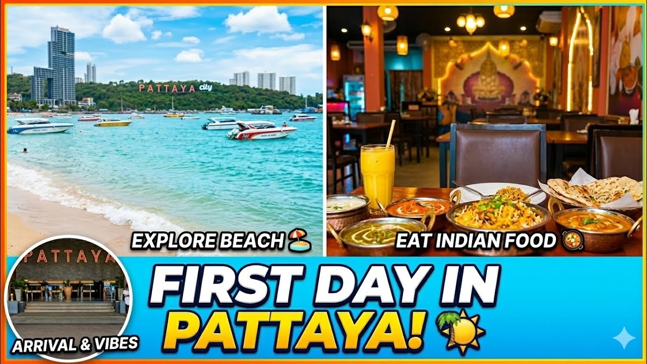 First Day in Pattaya! Beach Road Walk + Indian Food in Thailand 🌴🍛