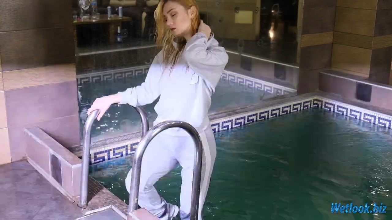 Wetlook girl in tracksuit