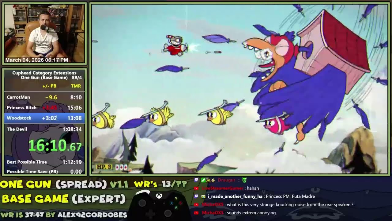 [Former Record] Cuphead One Gun Spread in 42:48 (Base Game, Expert)