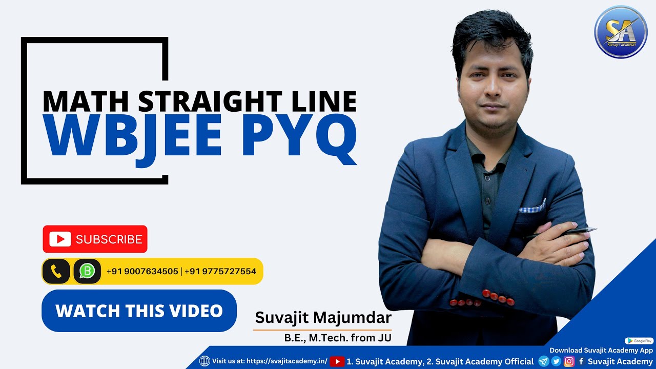 Math Straight Line WBJEE Previous Year Question Solution | WBJEE PYQ | Suvajit Academy #wbjee