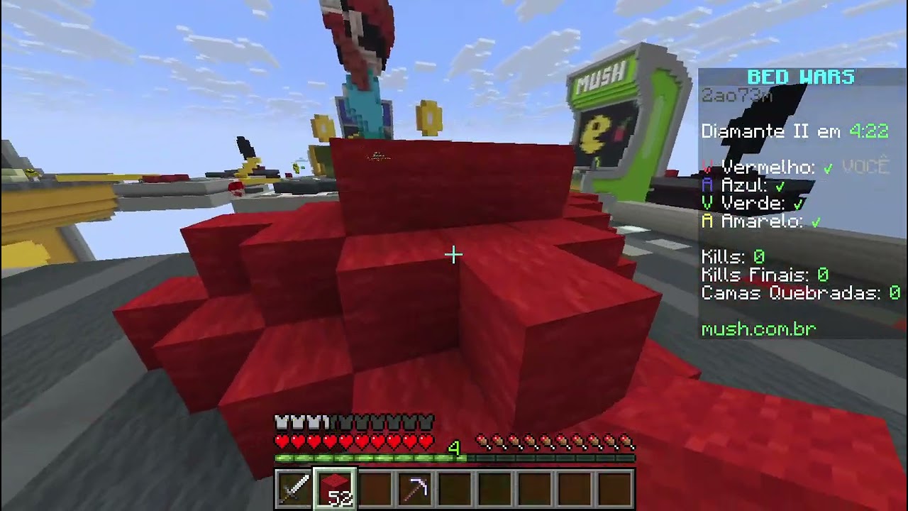 jogando bedwars no mush