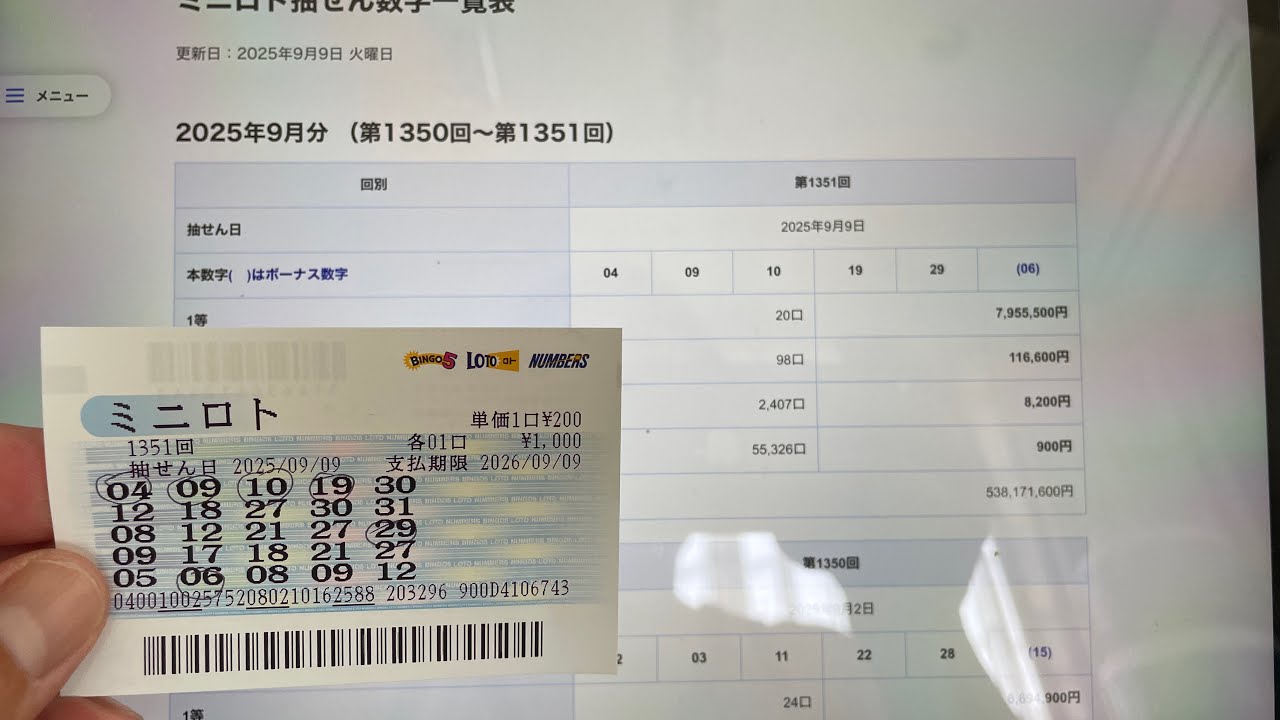 日本のミニロトでもう少しでジャックポットを当てるところでした！