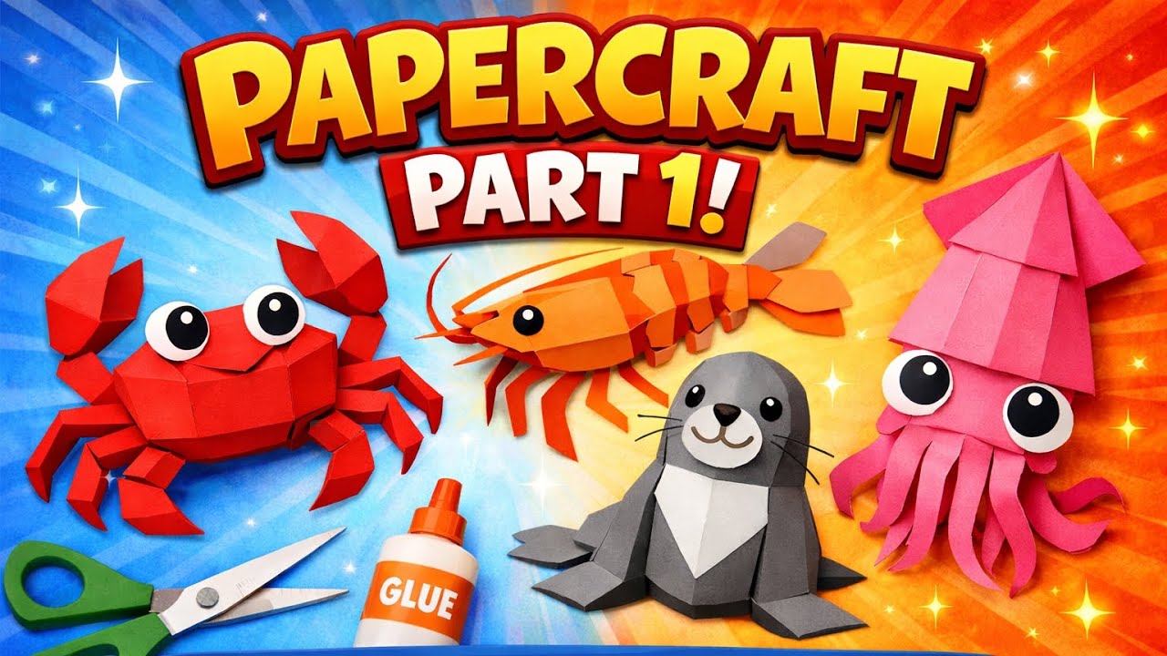 Paper Sea Animals DIY (Part 1) | Crab, Shrimp, Sea Lion & Squid