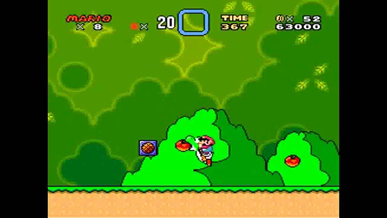 Super Mario World (SNES) Yoshi Freezes the Game Glitch - Alteration (720p HD)