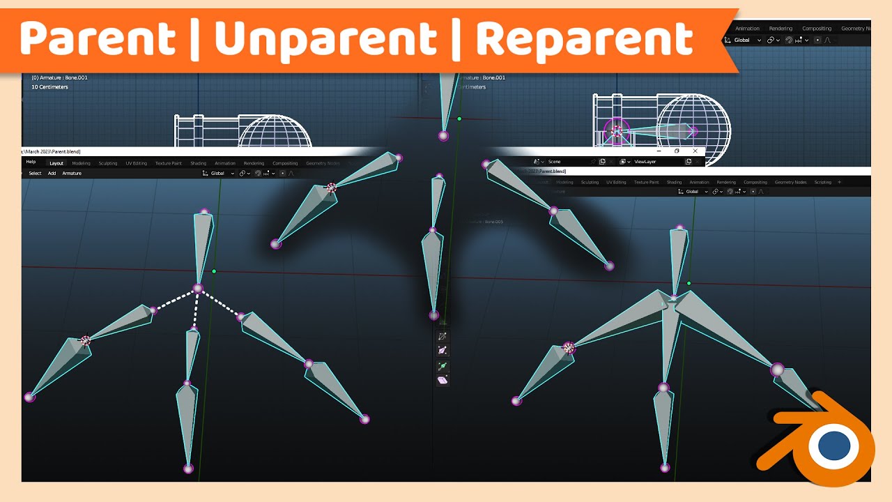 How to Parent Unparent or Reparent Bone | Blender Rig Tutorial