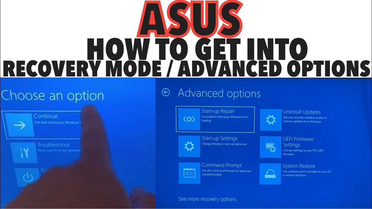 Troubleshoot Key: ASUS Advanced Startup Options, Boot Recovery Mode Menu (Vivobook, Zenbook, ROG)