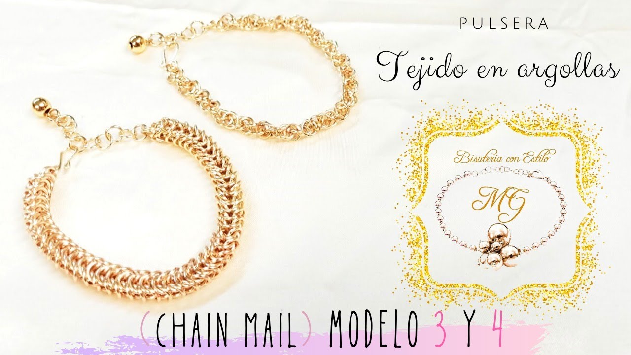 PULSERA CON ARGOLLAS 💎| Tejido CHAIN MAIL 3 y 4