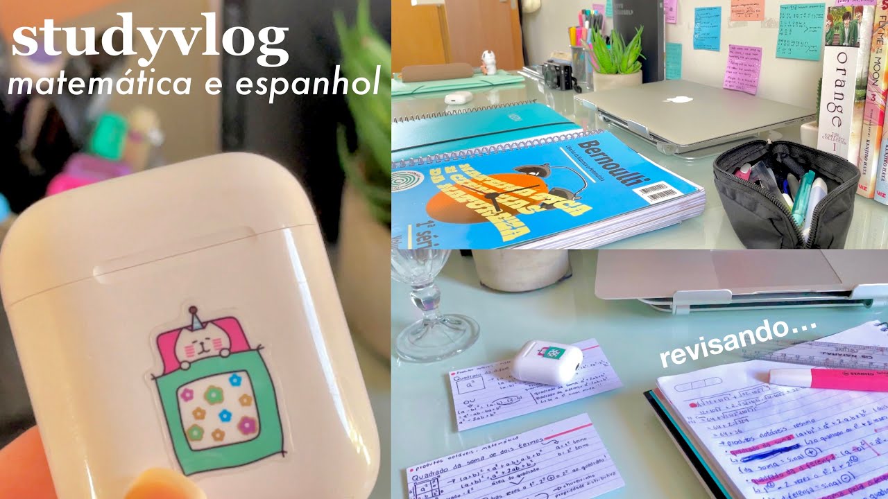 studyvlog / estudando matemática e espanhol - resumos, vídeo aulas e apps de estudo