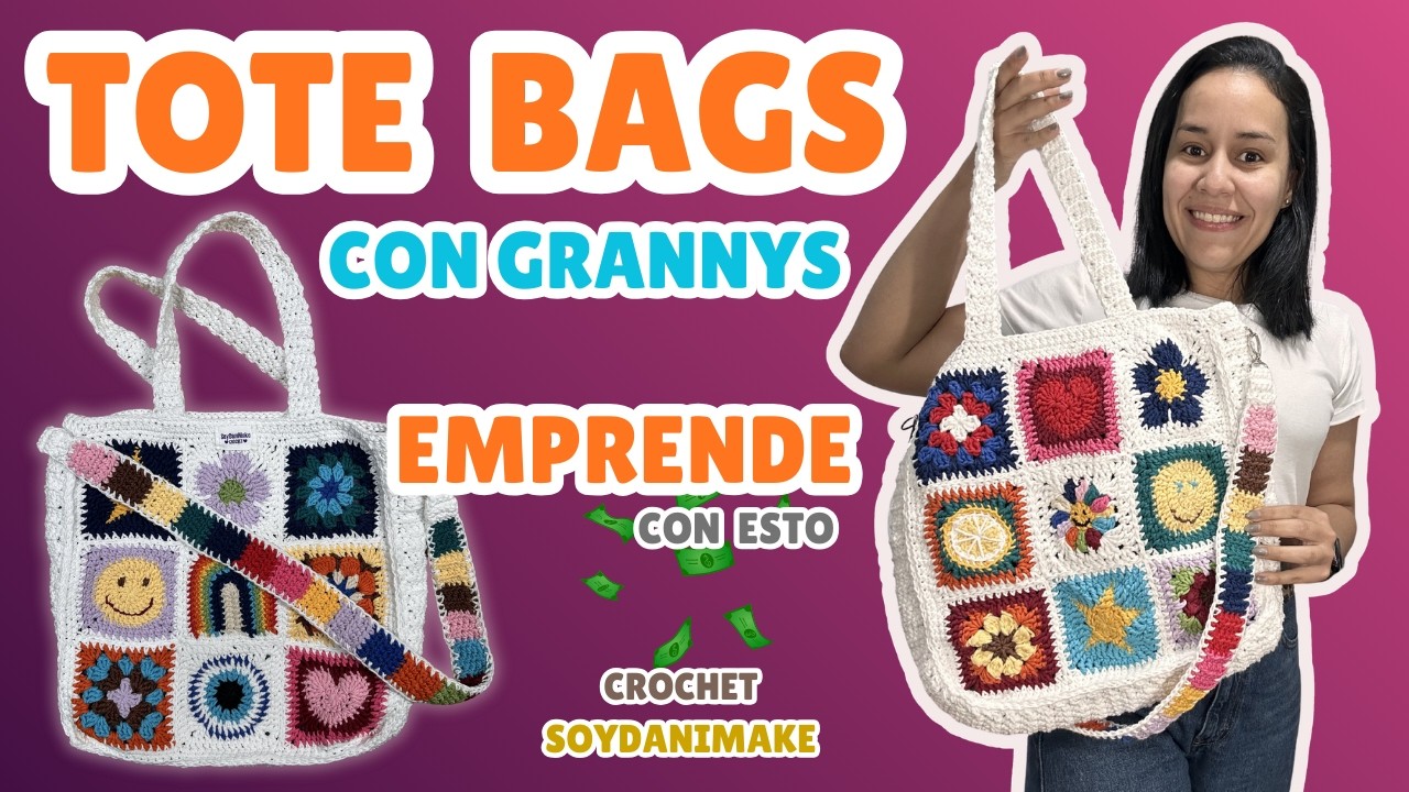 Cómo hacer un bolso tote bag de crochet con grannys 🧶 | Idea para vender | Tutorial paso a paso| DYI