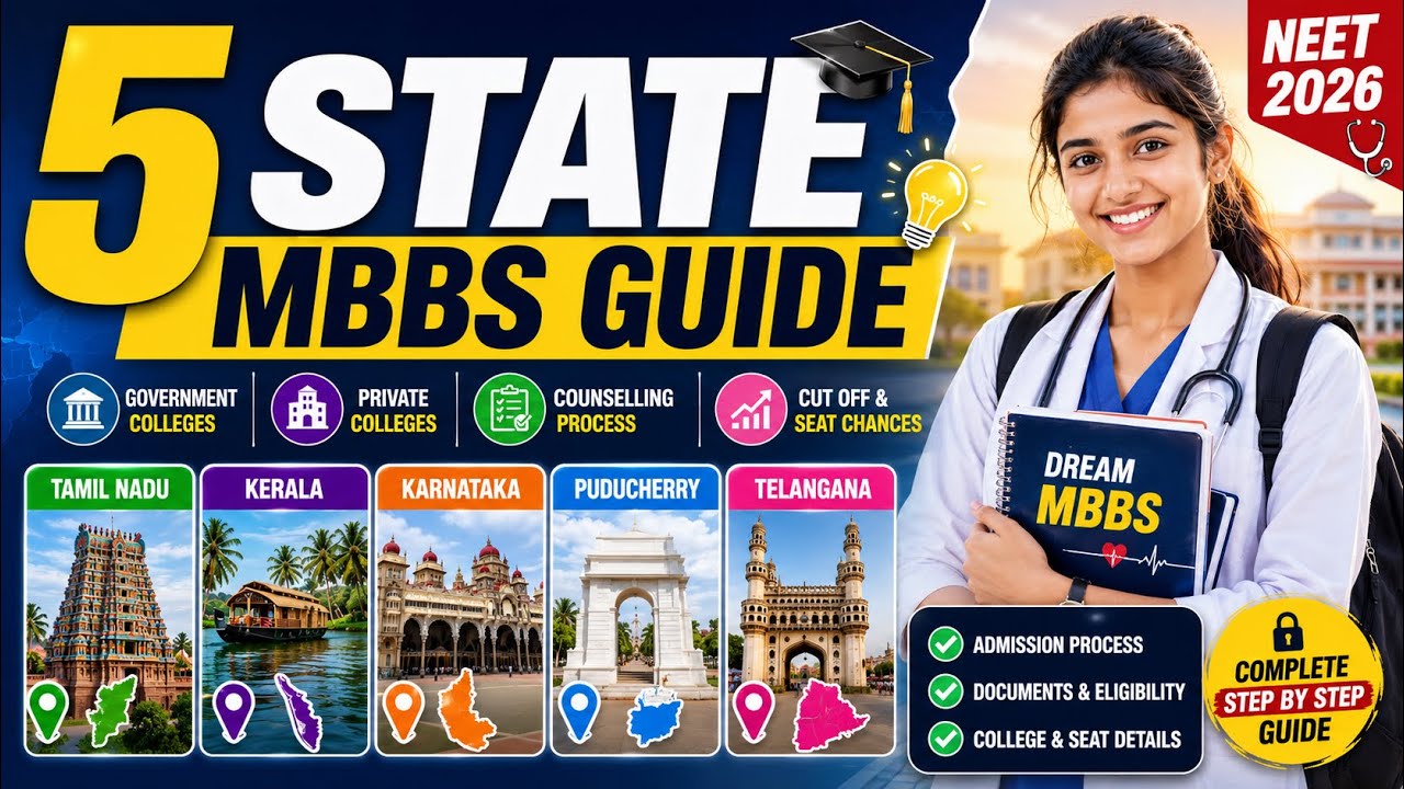 5 State MBBS Admission 2026 Complete Details 🔥 Government & Private Medical College Counselling