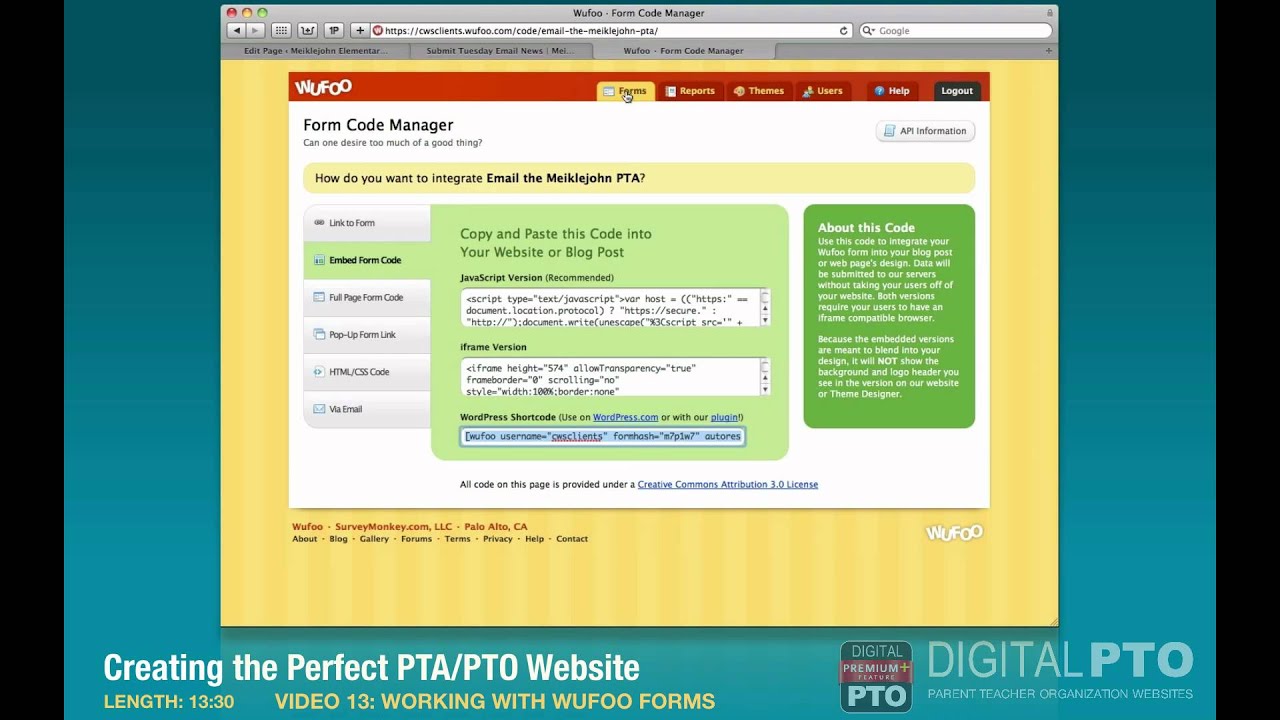 PT13 - Using Wufoo Forms - Building a great PTA website