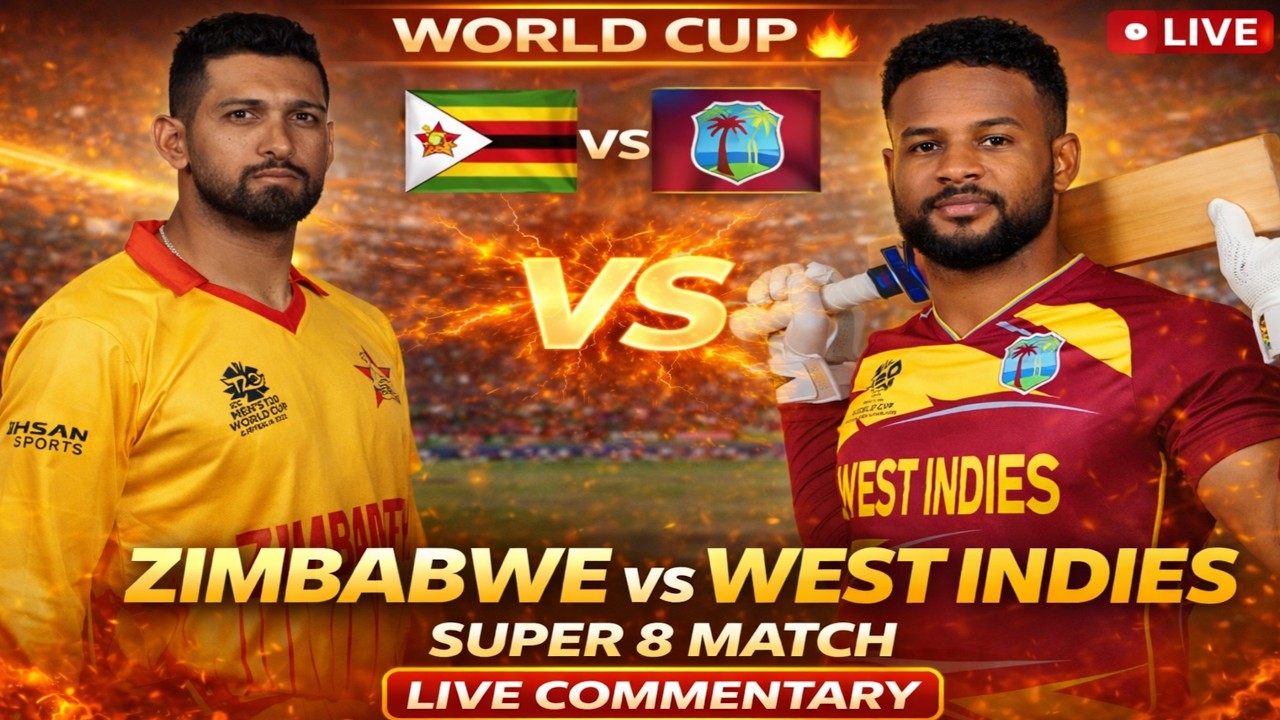 🔴 LIVE Zimbabwe vs West Indies T20 World Cup Super 8 | ZIM vs WI Live Match Today cricket live