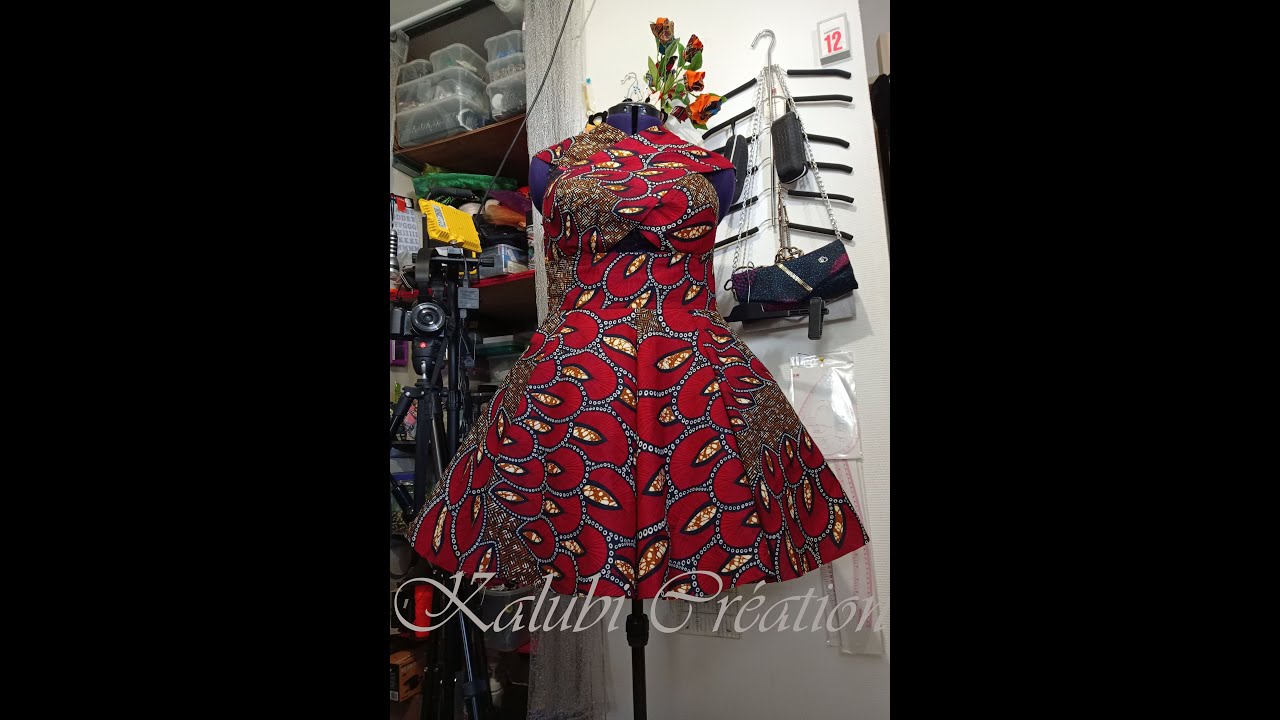 Robe Mannequin Kalubi. Découpe robe parapluie. Robe wax