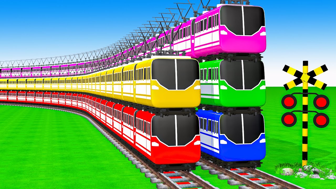 【踏切アニメ】複雑な電車 5 Train Climbing Pynamid 2025🚍 Fumikiri 3D Railroad Crossing Animation #2025 #1million