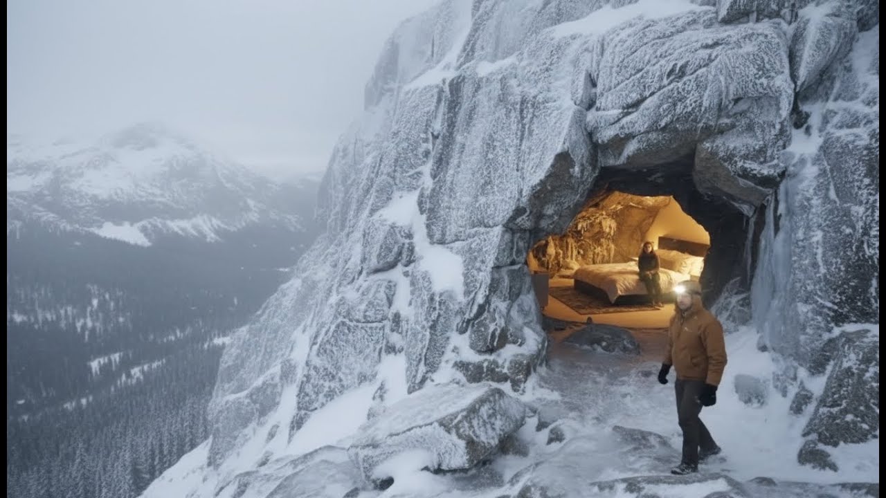 Deep Snow Survival | Building a Cave Shelter in the Wilderness