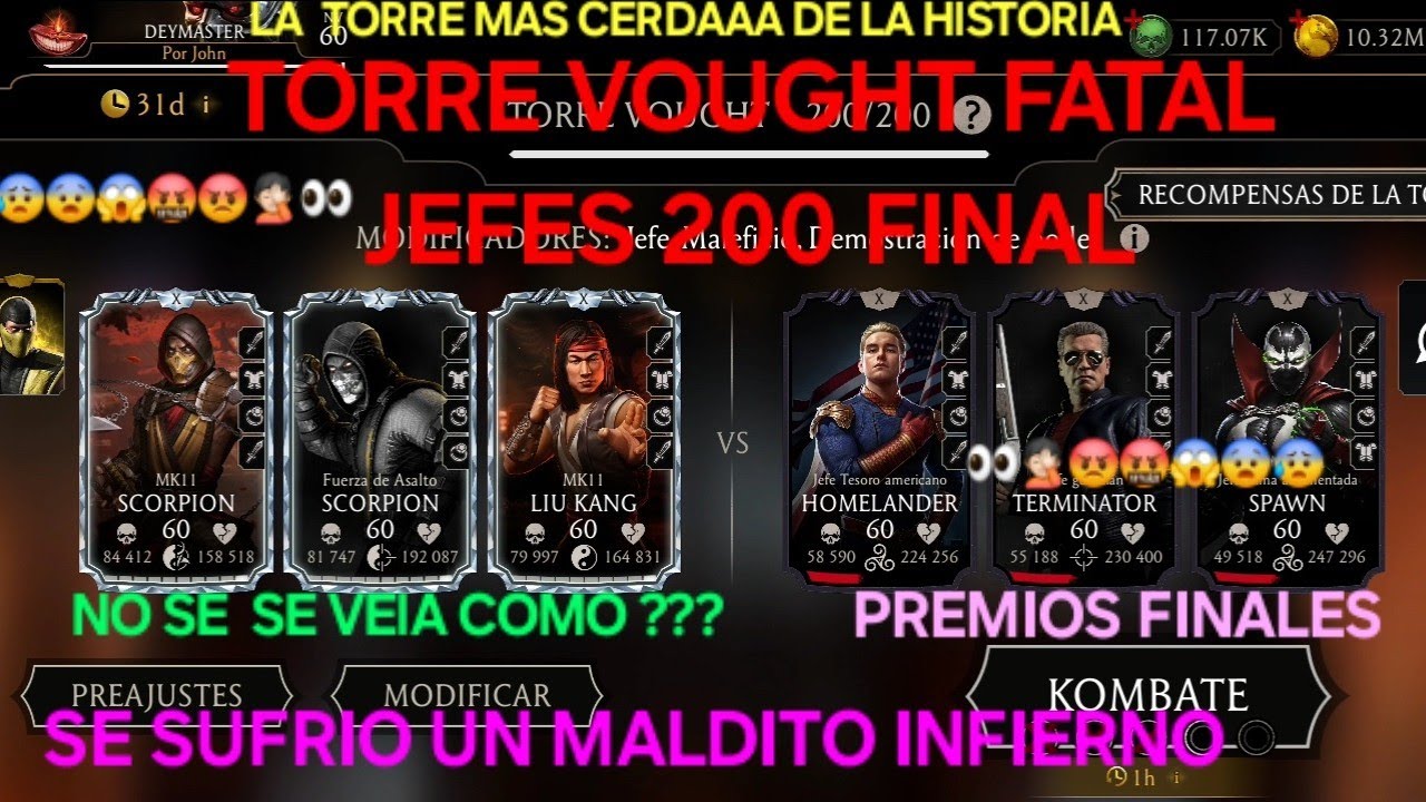 TORRE VOUGHT FATAL JEFES 200 FINAL PREMIOS FINALES. VIVI UN VERDADERO INFIERNO | Mortal Kombat MOBIL