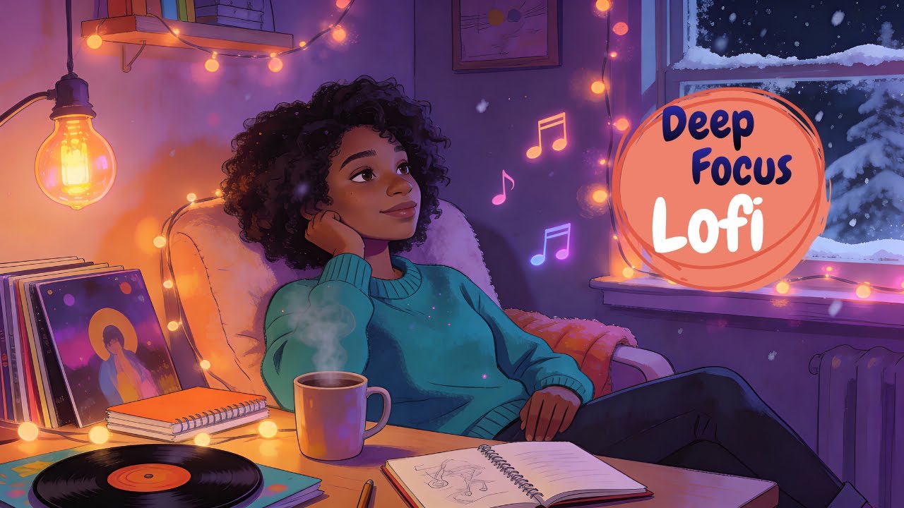 (3-Hour) ✨Winter Lo-Fi Ambience |Relaxing Study Vibes, Snowfall, Warm Lights