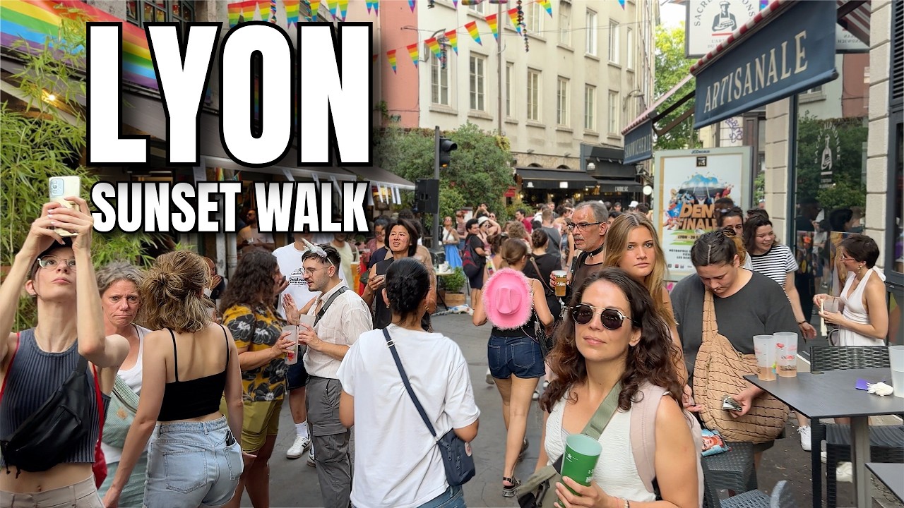 LYON - FRANCE Walking Tour [4K] - LYON PRESQU'ÎLE Sunset Walk