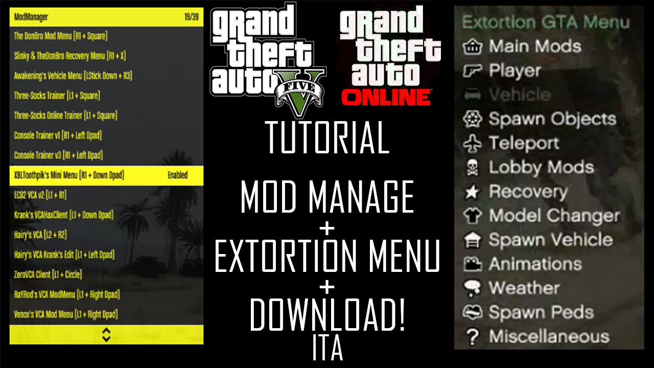 [GTA 5/1.25] - Tutorial Mod Manager + Extortion Menu [PS3-CEX] Guida Dettagliata + Link download
