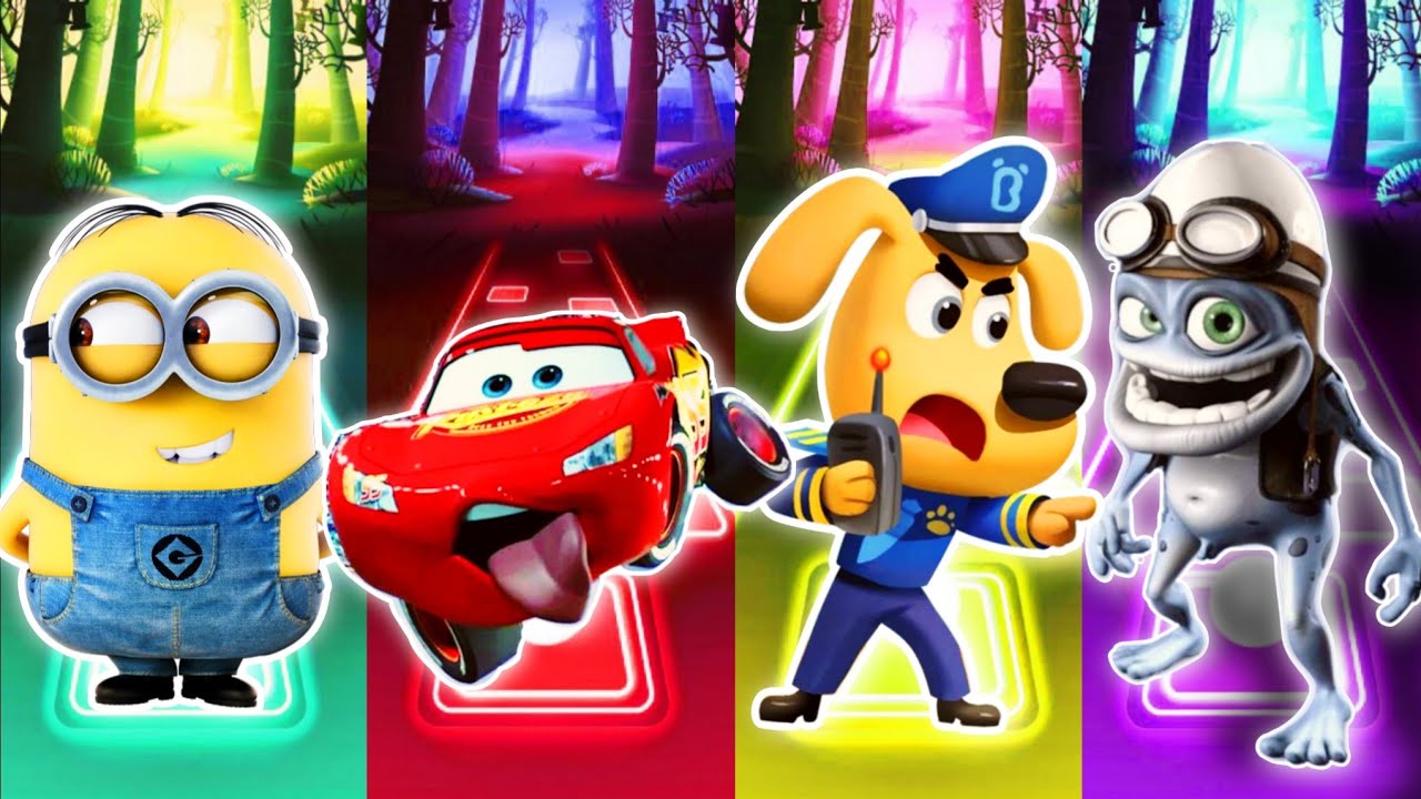 Minions  🆚Lighting Mcqueen 🆚 Sher8ff Labrador  🆚 Crazy Frog -  🎶 Tiles Hop EDM rush
