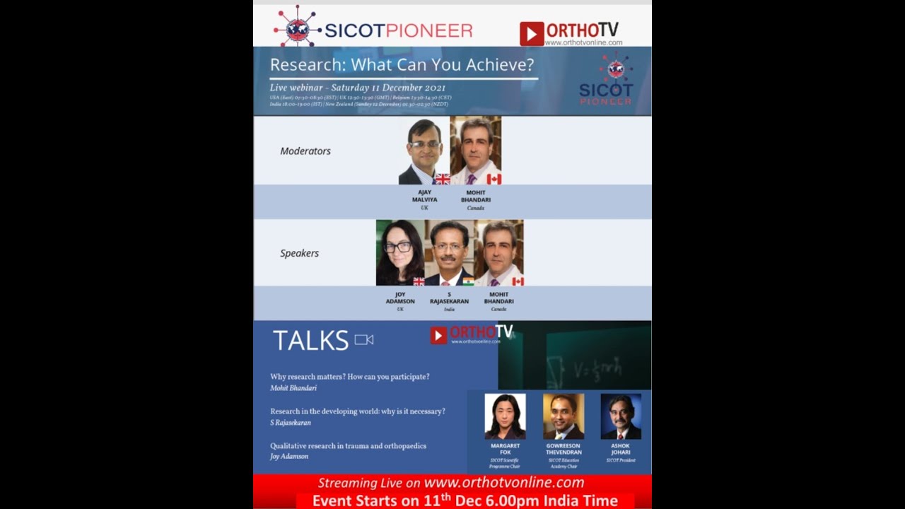 SICOT PIONEER: Research &ndash; What Can You Achieve?