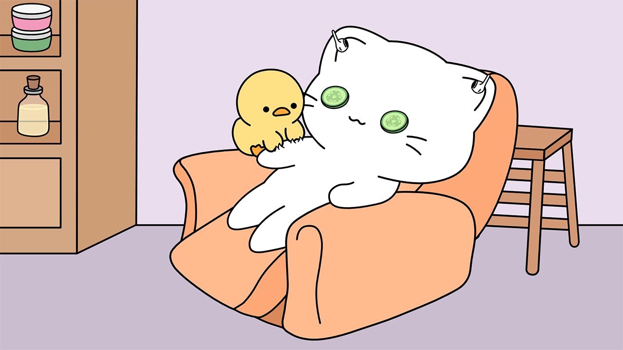 duckling massages the cat | ASMR animation