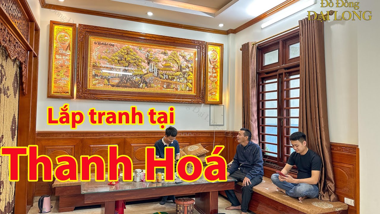 Tranh cội nguồn quê hương đồng đỏ khung gỗ và mã đáo thành công lắp đặt tại Thannh Hoá .