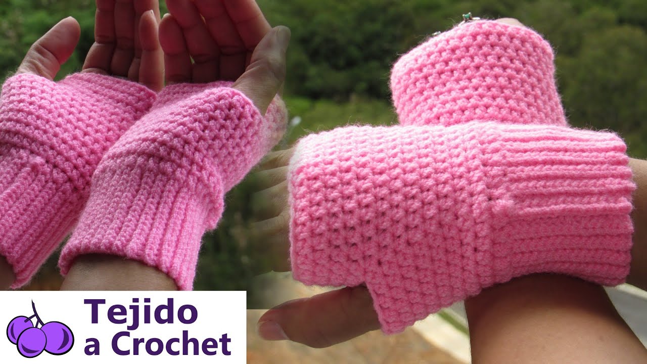 🧤GUANTES sin DEDOS 🥊MITONES a CROCHET TUTORIAL guia para Principiantes Dise&ntilde;o Sencillo y Elegante