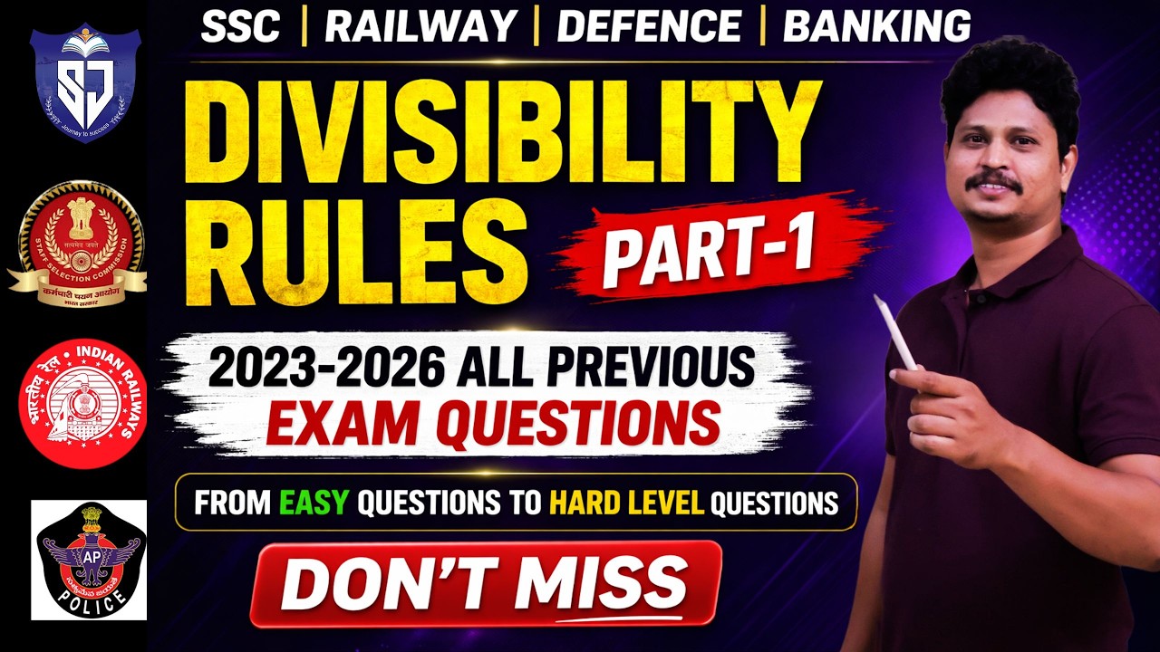 DIVISIBILITY RULES 1 AP SI & CONSTABLE, SSC CGL, RAILWAY , MOST IMPORTANT OFFLINE CLASS VIDEO
