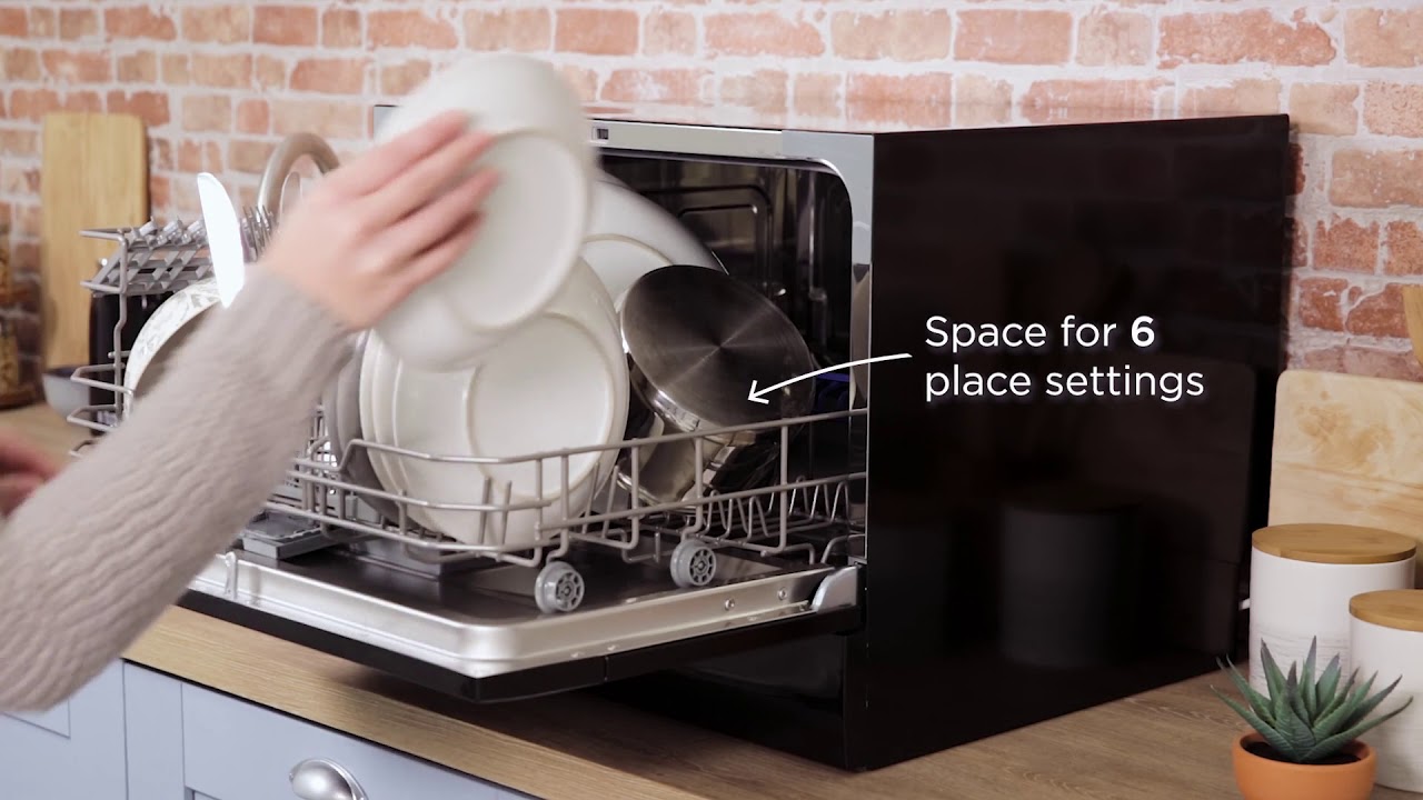 Russell Hobbs RHTTDW6 RHTTDW6B Black & White Table Top Dishwasher