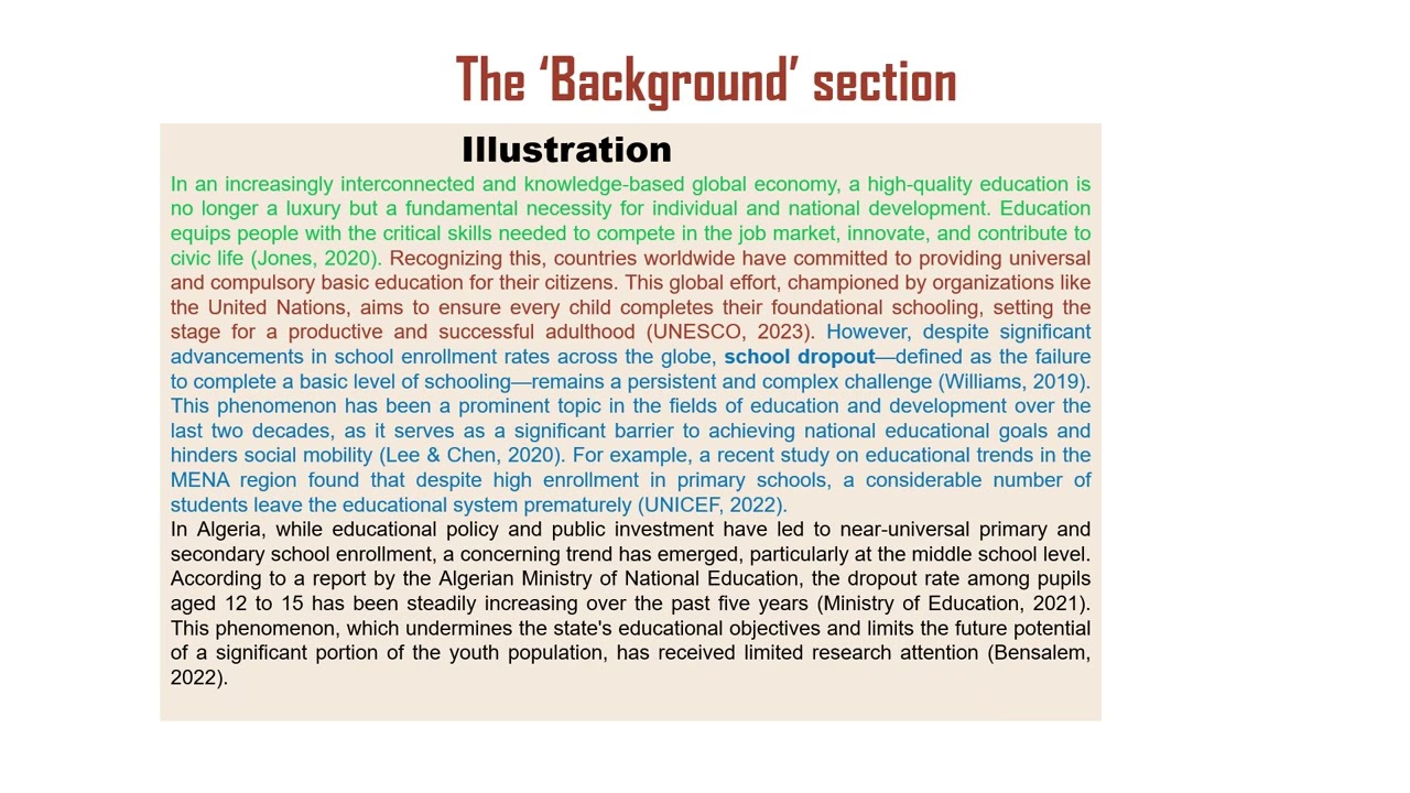 Writing a research proposal (part 3): The 'Background' section (by Prof.Touria Drid)